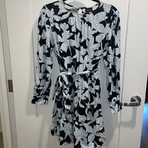 Black and Blue Floral Longsleeve Dress Size M